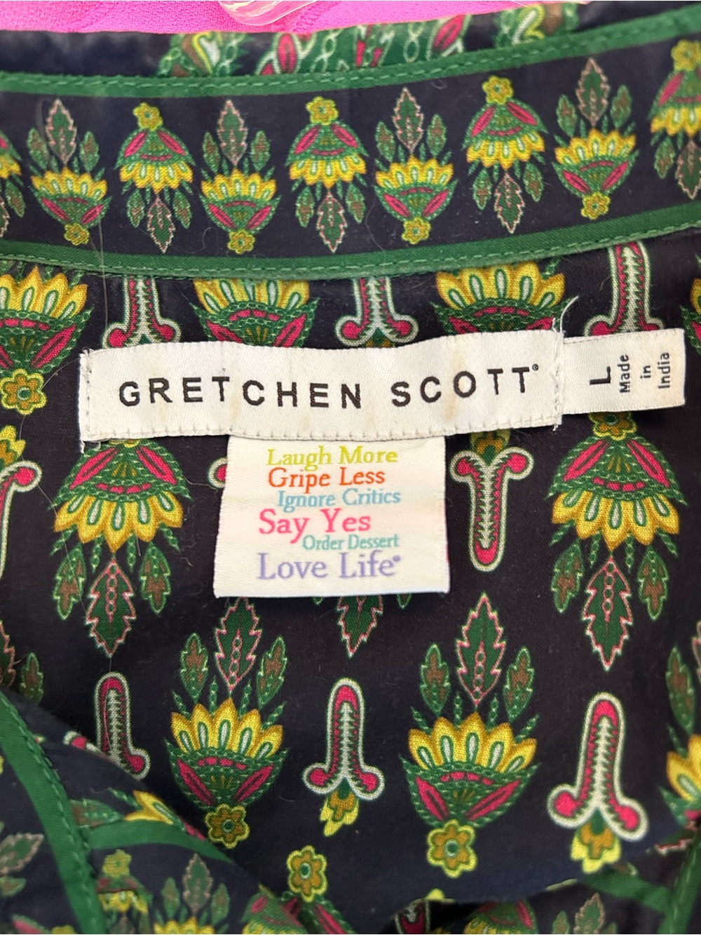 Gretchen Scott Designs Navy Maxi Dress with Green & Pink Paisley Floral - Picture 2 of 3